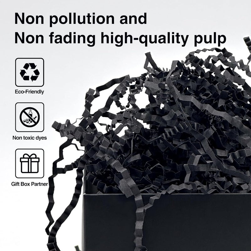 Corlcol 1LB Crinkle Cut Paper Shred Filler for Gift Box Bag and Basket On Holidays (Black) - Image 3